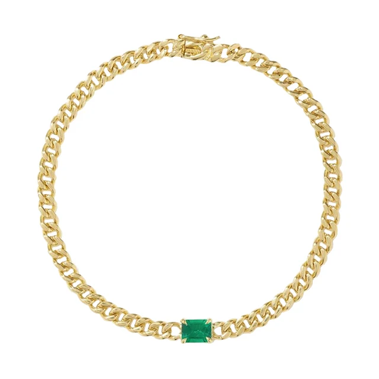 Kiki Emerald Stone Cuban Link Bracelet