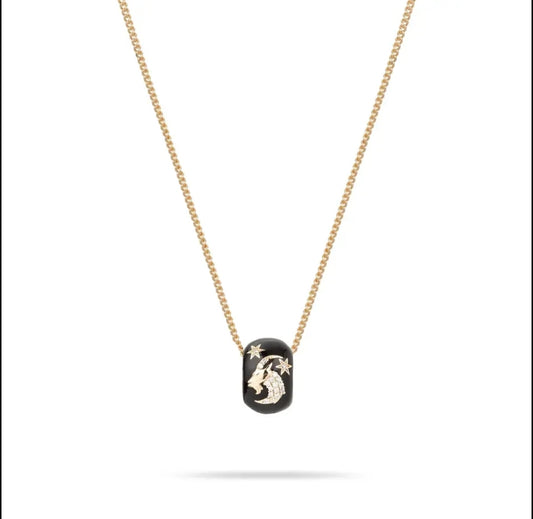 Zodiac Black Gold Pendant Necklace